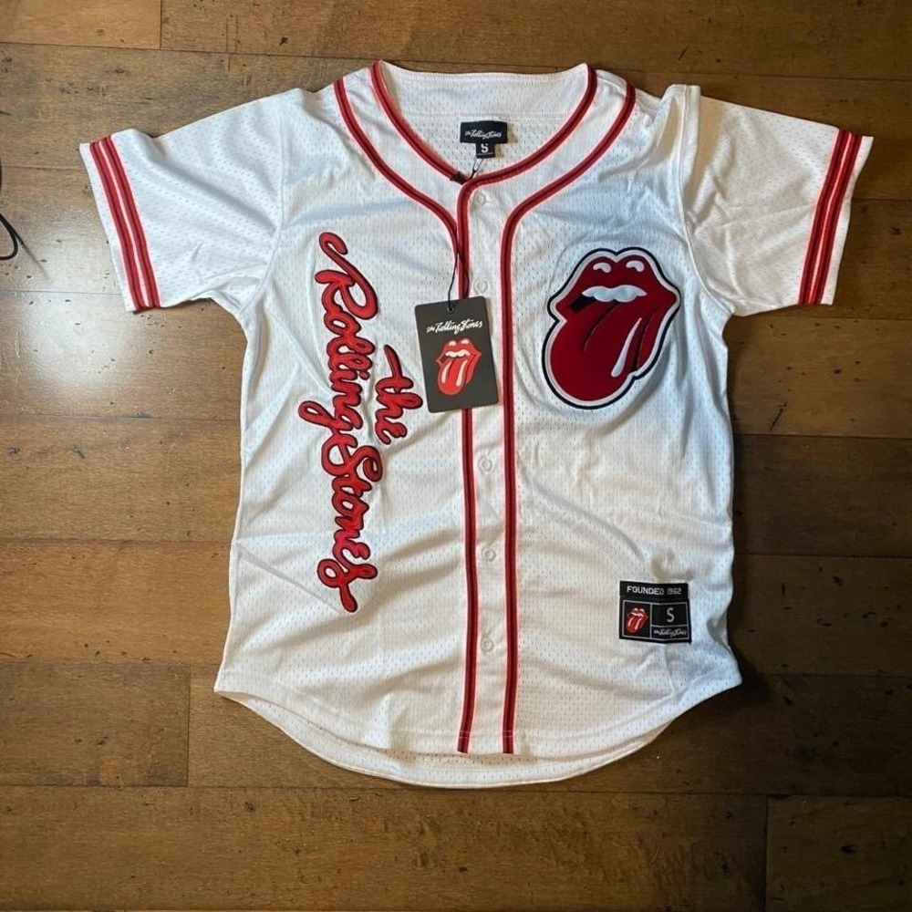 Rolling Stones white baseball jersey Size S
